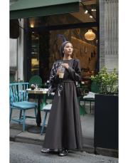 kemerli uzun çan elbise gri