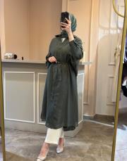 ceremony çift katlı kuşaklı nil tunik yeşil