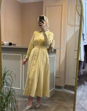 pearly cep nakışlı poplin elbise camel 2