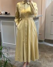 pearly cep nakışlı poplin elbise camel 6