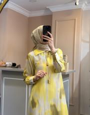 pearly rüzgarlıklı elbise sarı 4