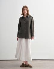 kk design %100 keten gömlek açık haki