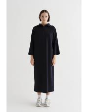 fermuarlı uzun örme elbise lacivert