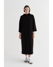 fermuarlı uzun örme elbise siyah