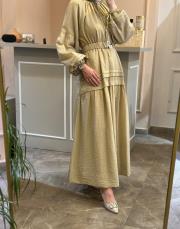 pearly mico elbise bej 5