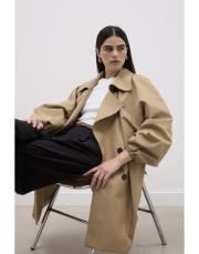 balon kol geniş yakalı trençkot camel