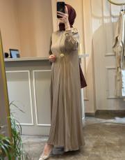 pearly snow broşlu elbise taş 6
