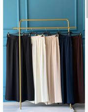 sentez içe pile geniş paça pantolon ekru 4