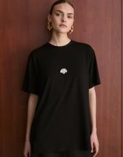 pearly istiridye broşlu t-shirt siyah