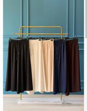 sentez saten geniş paça pantolon kahve