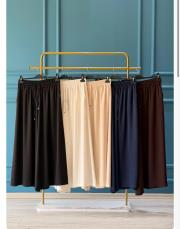 sentez saten geniş paça pantolon ekru