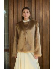 leni kürk ceket camel