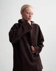 kk desing yüksek yaka interlok sweatshirt kahve