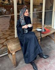 kk desing fermuarlı denim elbise lacivert