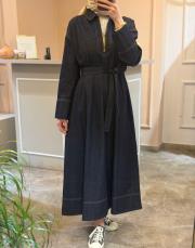 kk desing fermuarlı denim elbise lacivert 10