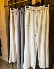 sentez lion bambu geniş paça pantolon krem