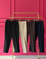 sentez beli lastikli ince duble paça kahve