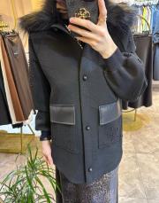 ghisa kürk yaka kaban siyah 3