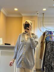 ghisa aksesuar detaylı triko kalın gri