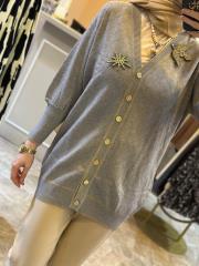 ghisa aksesuar detaylı triko kalın gri 2