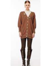 ghisa aksesuar detaylı triko kalın kahve