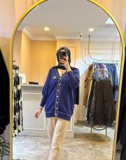 ghisa aksesuar detaylı triko kalın lacivert