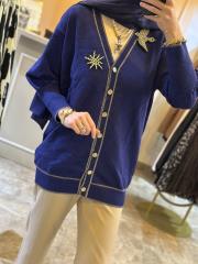 ghisa aksesuar detaylı triko kalın lacivert 2