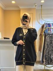 ghisa aksesuar detaylı triko kalın siyah