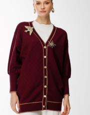ghisa aksesuar detaylı triko kalın bordo 2