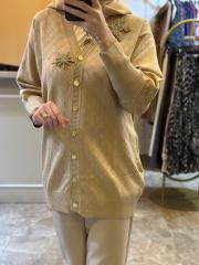 ghisa aksesuar detaylı triko kalın camel