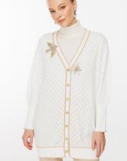 ghisa aksesuar detaylı triko kalın ekru