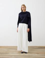 bella şal detaylı triko kazak lacivert