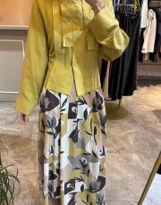 ceremony dijital baskılı pileli keten etek desenli