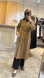 ghisa paraşüt kumaş ince trençkot kap camel