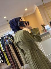 arkası çapraz bağlamalı bolerolu pasıon elbise haki 3