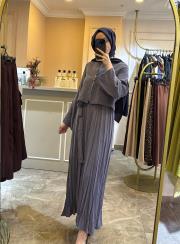 arkası çapraz bağlamalı bolerolu pasıon elbise indigo 3