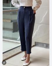 sentez neptün ipek cupra havuç pantolon lacivert 3