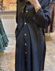 ghisa paraşüt kumaş kutupyıldızı çıt çıt detaylı trençkot siyah 5