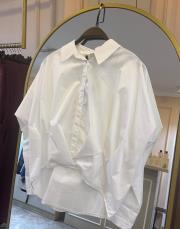 ceremony önden yarım patlı önü kısa arkası uzun kısa paper touch gömlek ekru