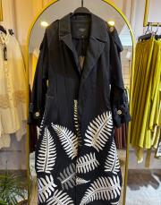 ceremony yaprak desenli omuzları taşlı apoletli trenç siyah