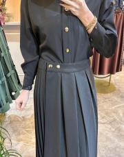 ceremony plisoley ve pilikaşe detaylı gold düğmeli etek siyah 4