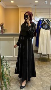 zems biye detaylı etekli takım siyah