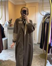 ghisa yaprak işlemeli keten kap kahve 2