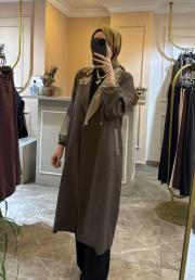 ghisa yaprak işlemeli keten kap kahve 5