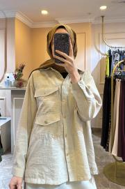 ceremony üç cepli önden düğmeli dubai kısa gömlek taş 3