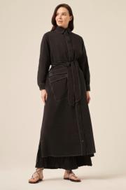 ceremony kontrast dikişli önü çıtçıtlı dubai gömlek kap siyah