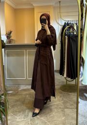 ceremony kontrast dikişli önü çıtçıtlı dubai gömlek kap kızıl kahve 2