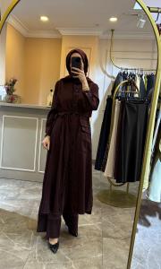 ceremony kontrast dikişli önü çıtçıtlı dubai gömlek kap kızıl kahve 4