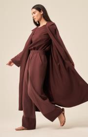 ceremony bol paça beli lastikli pasıon pantolon bordo 4