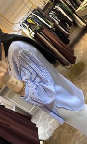 ceremony kolları ince plise ve inci detaylı önü kısa bluz mor 3